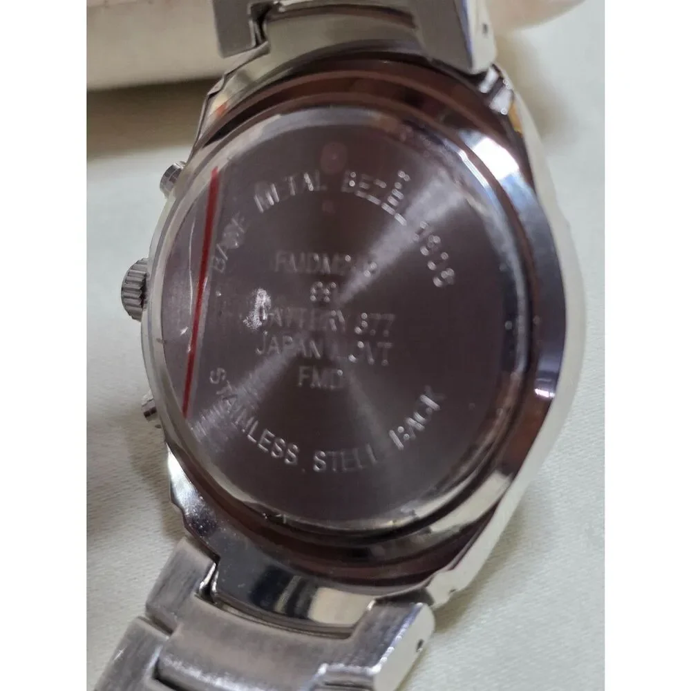 Merona Mens Chronograph Style Stainless Steel Quartz Watch New Old Stock